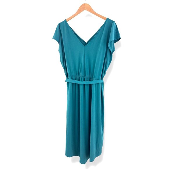 Ava & Viv‎ Laguna Teal High-Low Dress with Tie Size 1X 16 Plus Sz Summer Stretch - Picture 7 of 9